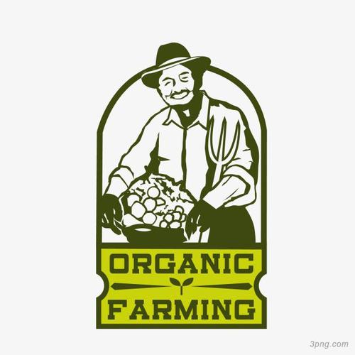 绿色农民原生农产品标签png素材透明免抠图片-促销标签